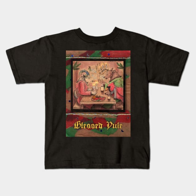 Blessed Yule Kids T-Shirt by Dead_Philosophy